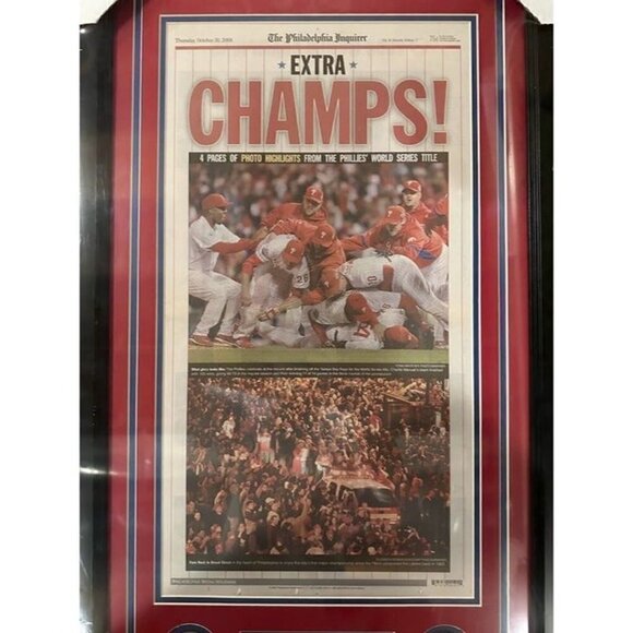 Phillies 2008 World Series Philadelphia Inquirer Original Newspaper Framed - Picture 2 of 4